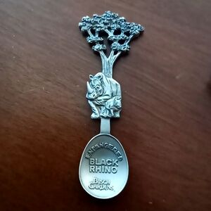 1970 historic Busch Garden Pasadena California black rhino pewter souvenir spoon